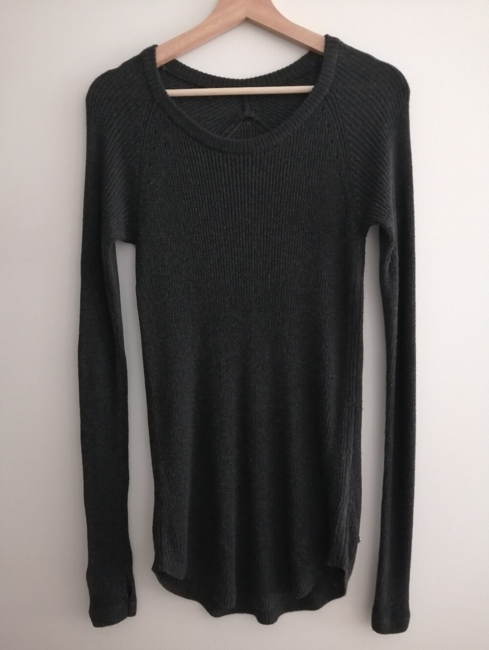 Lululemon Cabin Yogi Ribbed Knit Sweater Longline Dark Grey Size Medium